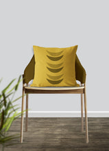 Load image into Gallery viewer, Crescent moon pillow, yellow pillow, mid century, boho modern pillow, Interior decor, home decor, pillow cover and insert, accent pillow