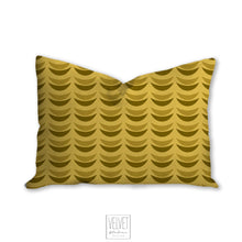 Load image into Gallery viewer, Crescent moon pillow, yellow moons, mid century, boho modern pillow, Interior decor, home decor, pillow cover and insert, accent pillow
