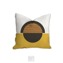 Load image into Gallery viewer, Yellow orange pillow, half moon mid century design, modern pillow, Interior decor, home decor pillow cover and insert, home accent pillow