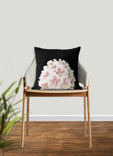 Load image into Gallery viewer, White flowers throw pillow, floral pillow, Interior decor, home decor, pillow cover and insert, botanical decor, tropical decor black pillow