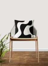 Load image into Gallery viewer, Black and white pillow, wavy black pattern, modern pillow, Interior decor, home decor pillow cover and insert, home accent pillow