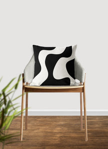 Black and white pillow, wavy black pattern, modern pillow, Interior decor, home decor pillow cover and insert, home accent pillow