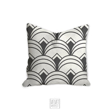 Load image into Gallery viewer, Gray pillow, Art deco geometric, retro linear pattern, modern pillow, Interior decor, home decor pillow cover and insert, home accent pillow