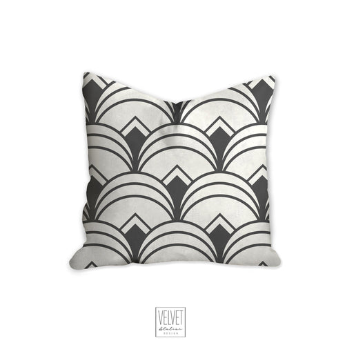 Gray pillow, Art deco geometric, retro linear pattern, modern pillow, Interior decor, home decor pillow cover and insert, home accent pillow