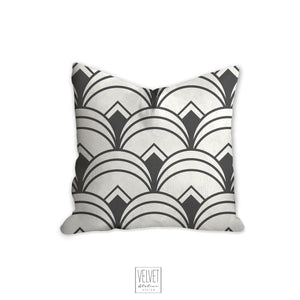 Gray pillow, Art deco geometric, retro linear pattern, modern pillow, Interior decor, home decor pillow cover and insert, home accent pillow