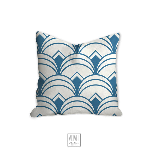 Blue pillow, Art deco geometric, retro linear pattern, modern pillow, Interior decor, home decor pillow cover and insert, home accent pillow