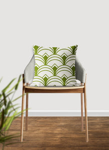 Green pillow, throw pillow with Art deco geometric, retro linear pattern, modern pillow, Interior decor, pillow cover, home accent pillow