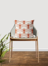 Load image into Gallery viewer, Coral pillow, throw pillow with Art deco geometric, retro linear pattern, modern pillow, Interior decor, pillow cover, home accent pillow