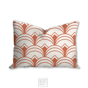 Coral pillow, throw pillow with Art deco geometric, retro linear pattern, modern pillow, Interior decor, pillow cover, home accent pillow