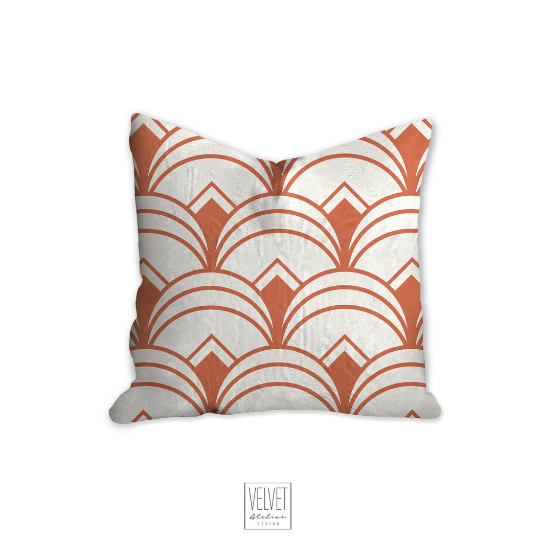 Coral pillow, throw pillow with Art deco geometric, retro linear pattern, modern pillow, Interior decor, pillow cover, home accent pillow