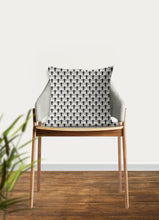 Load image into Gallery viewer, Art deco patterned pillow, retro linear black pattern, modern pillow, Interior decor, home decor pillow cover and insert, home accent pillow