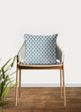 Load image into Gallery viewer, Blue art deco pillow, scalloped pattern, throw pillow, retro, interior design, modern pillow, Interior decor, pillow cover, home accents