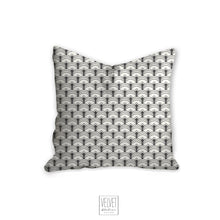 Load image into Gallery viewer, gray art deco pillow, scalloped pattern, throw pillow, retro, interior design, modern pillow, Interior decor, pillow cover, home accents