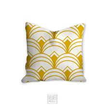 Load image into Gallery viewer, Yellow pillow, throw pillow with Art deco geometric, retro linear pattern, modern pillow, Interior decor, pillow cover, home accent pillow