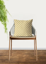 Load image into Gallery viewer, yellow art deco pillow, scalloped pattern, throw pillow, retro, interior design, modern pillow, Interior decor, pillow cover, home accents