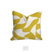 Load image into Gallery viewer, Abstract mod pillow, decorative yellow pattern, modern Interior decor, home decor, pillow cover, pillow insert, pillow case, modern pillow