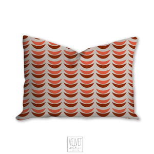 Crescent moon pillow, red tangerine moons, mid century, boho modern pillow, muted color, home decor, pillow cover and insert, accent pillow