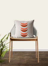 Load image into Gallery viewer, Crescent moon pillow, red tangerine, mid century, boho modern pillow, Interior decor, home decor, pillow cover and insert, accent pillow