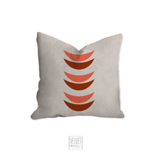 Load image into Gallery viewer, Crescent moon pillow, red tangerine, mid century, boho modern pillow, Interior decor, home decor, pillow cover and insert, accent pillow
