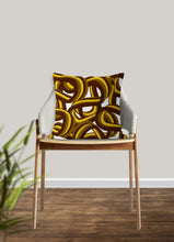 Load image into Gallery viewer, Yellow and brown pillow, tangled waves pattern, modern pillow, Interior decor, home decor pillow cover and insert, 3d art home accent pillow