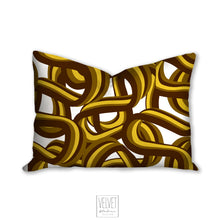 Load image into Gallery viewer, Yellow and brown pillow, tangled waves pattern, modern pillow, Interior decor, home decor pillow cover and insert, 3d art home accent pillow