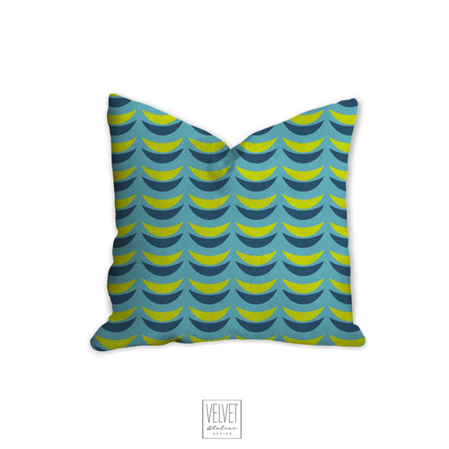 Crescent moons pillow, blue and green mid century, boho modern pillow, Interior decor, home decor pillow cover and insert, accent pillow