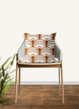 Load image into Gallery viewer, Art deco throw pillow cinnamon, terra cotta, retro linear pattern, modern pillow, home decor, pillow cover and insert, accent pillow