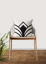 Load image into Gallery viewer, Art deco pillow, retro linear black pattern, modern pillow, Interior decor, home decor, pillow cover, accent pillow, architectural