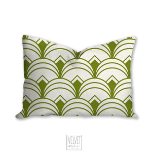 Green pillow, throw pillow with Art deco geometric, retro linear pattern, modern pillow, Interior decor, pillow cover, home accent pillow