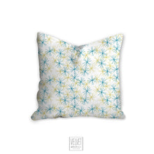Load image into Gallery viewer, Little stars pillow with yellow and blue stars, modern decor, home interior, pillow cover, pillow insert, pillow case, kids room, nursery