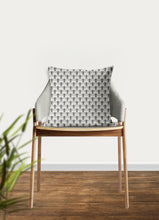 Load image into Gallery viewer, gray art deco pillow, scalloped pattern, throw pillow, retro, interior design, modern pillow, Interior decor, pillow cover, home accents