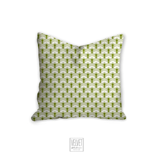 green art deco pillow, scalloped pattern, throw pillow, retro, interior design, modern pillow, Interior decor, pillow cover, home accents