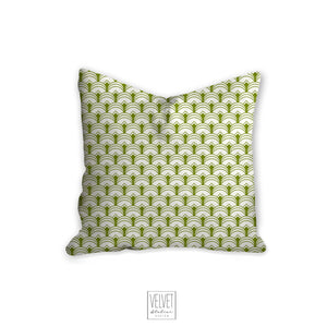 green art deco pillow, scalloped pattern, throw pillow, retro, interior design, modern pillow, Interior decor, pillow cover, home accents