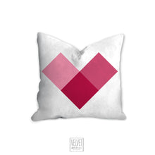 Load image into Gallery viewer, Heart pillow, pink heart, modern pillow, Interior decor, home decor pillow cover and insert, pillow case, pink heart, stylish art