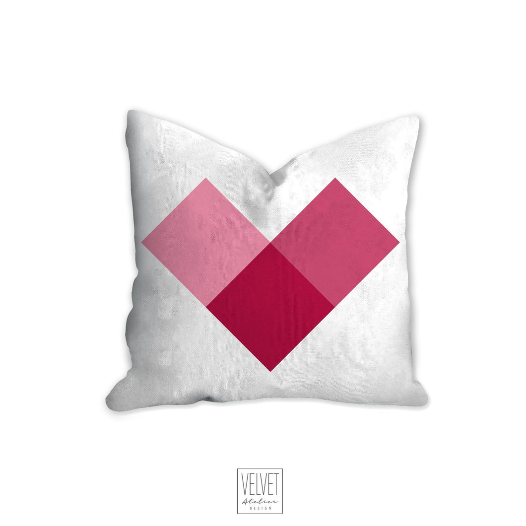Heart pillow, pink heart, modern pillow, Interior decor, home decor pillow cover and insert, pillow case, pink heart, stylish art