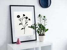 Load image into Gallery viewer, floral silhouette art print, fine art print wall decor, botanical art, line art flowers, fine art, wall hanging, Interior design, home decor