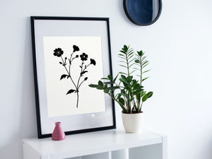 floral silhouette art print, fine art print wall decor, botanical art, line art flowers, fine art, wall hanging, Interior design, home decor