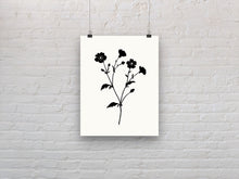 Load image into Gallery viewer, floral silhouette art print, fine art print wall decor, botanical art, line art flowers, fine art, wall hanging, Interior design, home decor