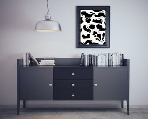 abstract black and white art print, clustered love, heart, modern art print wall decor, fine art, wall hanging, Interior design, home decor