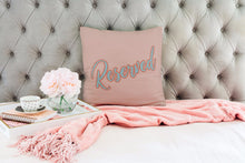 Load image into Gallery viewer, Reserved pillow in pink and blue, modern pillow, Interior decor, home decor pillow cover and insert, home accent pillow, housewarming