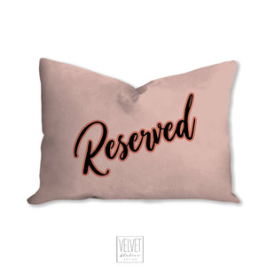 Reserved pillow in pink and black letters, pillow cover and insert. Interior decor, home decor pillow, home accent pillow, housewarming