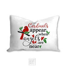 Load image into Gallery viewer, Cardinal pillow, spiritual bird messenger from Go. Angelic messages from above. pillow cover, pillow insert, nature decor, farmhouse