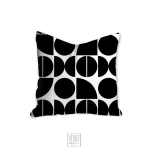 Mid century black and white pillow, cover and insert, abstract shapes modern pillow, home accent pillow
