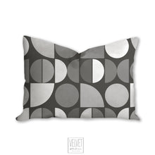 Load image into Gallery viewer, Mid century gray pillow, neutral abstract design cover or cover with  insert, abstract shapes modern pillow, home accent pillow