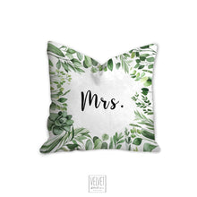 Load image into Gallery viewer, Mr and Mrs pillows, wedding decor, wedding gift, set of 2, cover only or cover and insert, bride and goom housewarming gift, interior decor