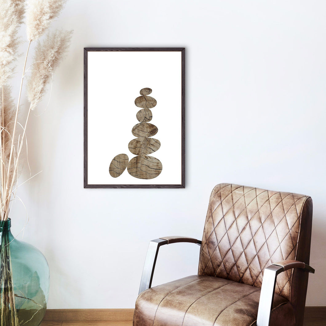 Piled up rocks art print, wood texture tower fine art print, piled up rocks, fine art for home, wall hanging, Interior design, home decor