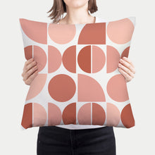 Load image into Gallery viewer, Mid century pink blush pillow, cover and insert, abstract shapes modern pillow, home accent pillow