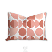 Load image into Gallery viewer, Mid century pink blush pillow, cover and insert, abstract shapes modern pillow, home accent pillow