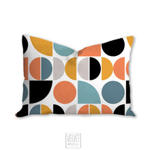 Load image into Gallery viewer, Mid century multi color pillow, cover and insert, abstract shapes modern pillow, home accent pillow