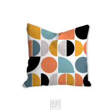 Load image into Gallery viewer, Mid century multi color pillow, cover and insert, abstract shapes modern pillow, home accent pillow